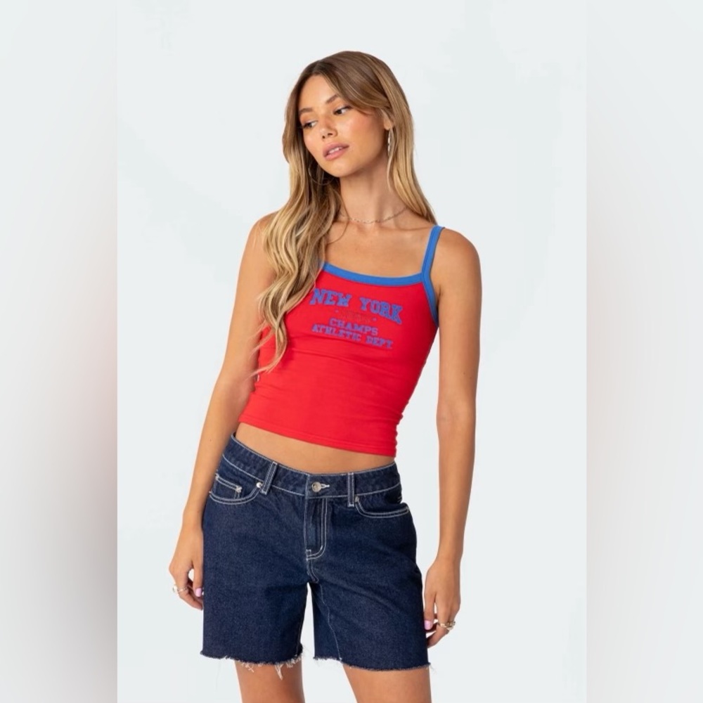 edikted red and blue tank top size large